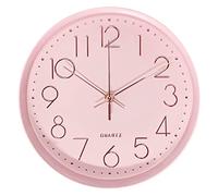 Maxspace Pink Wall Clock Silent Non-Ticking, 12in Analog Wall Clock in Battery Operated，Cute Decorative Clock for School Office Classroom Bedroom Kitchen Living Room Nursery Decor