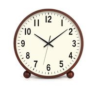 Maxspace Table Clock - Silent Non-Ticking 8in Wooden Desk Clock, Battery Operated Shelf Desk Top Clock for Bedroom Living Room Indoor Decor (Walnut)