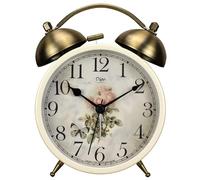 Maxspace Twin Bell Alarm Clock, Retro Analog Alarm Clock Silent Non-Ticking Quartz with Nigh Light, Small Desk Clock for Bedside Table, Battery Operated (Rose)