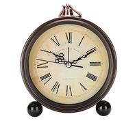 Maxspace Vintage Analog Alarm Clock, 5.25 inch Small Silent Non Ticking Table Clock,Battery Operated Decor Clock for Table/Bedroom/Bedside/Living Room, Gift Clock (Roman)