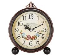 Maxspace Vintage Analog Alarm Clock,5.25" Super Silent Non Ticking Retro Small Clock, Battery Operated, for Living Room, Bedroom, Bedside, Desk, Gift Clock (Black)