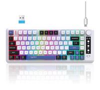 Maxspace Wireless Keyboard, Rechargeable Membrane Gaming Keyboard with Volume Knob and Rainbow Backlight, BT/2.4G/USB-C, RGB Gaming Keyboard for PC Laptop Windows Mac (Blue & Black)