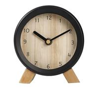 Maxspace Wooden Analog Clock, Small Silent Bedside Desk Clock Battery Operated, Elegant and Decorative Table Clock with Wooden Frame for Living Room, Bedroom, Bedside, Desk (Black)