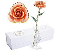 MAXSPT 24K Gold Rose, Gold Dipped Rose Made from Real Rose Best Gifts for her and Great Gifts for Wife, Pink with Stand