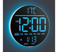Maxstar 10" Large Digital Wall Clock with Remote Control,8 RGB Colors Big Modern LED Screen Display, Auto-Brightness, DST,Temperature,Alarm Wall Clock for Living Room, Bedroom, Kitchen Decor-White