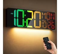 Maxstar 18" Large Digital Wall Clock with Remote Control,Temperature/Date Display,Countdown Timer,12/24H Format, Clear Digits for Easy Viewing,Suitable for Living Room,Kitchen,Bedroom,Office (Black)