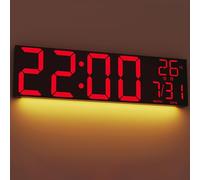 Maxstar 30" Extra Large Digital Wall Clock with Red LED Display & Remote Control,5-Level Dimmer,Dual Alarms,Count Up Timer,Auto DST,Temperature,Night Light for Living Room/Office/Shop/Gym