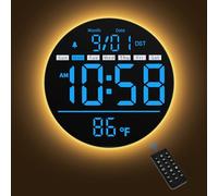 Maxstar 8" Digital Wall Clock with Seconds, Night Light