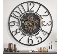 Maxstar Large Moving Gear Wall Clock for Living Room Decor,Vintage Industrial Steampunk,Metal Wall Clock Decorative for Home Office,Dinning Room,Farmhouse(Bronze Copper,Arabic Number,30 INCH)