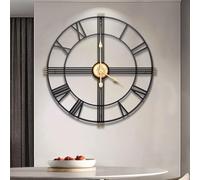 Maxstar Large Wall Clock for Living Room,Oversized Silent Non-Ticking,Modern Decorative,Skeleton,Roman Numbers,Easy to Read,Round,Analogue,Metal Clock 40 CM