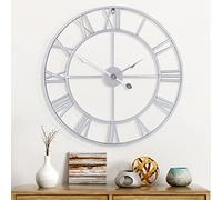 Maxstar Large Wall Clock,Roman Numerals,Modern,Vintage,Round,Metal,Easy to Read Wall Clocks for Living Room,Kitchen,Bedrooms,Garden Decor-Black 80cm