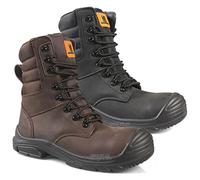 Maxsteel MENS LACE UP/ZIP UP GENUINE LEATHER MILITARY COMBAT TACTICAL WATERPROOF SAFETY STEEL TOE CAP BOOTS UK SIZE, Brown, 8 UK