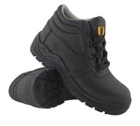 MAXSTEEL MENS LEATHER CHUKKA SAFETY BOOTS LIGHTWEIGHT STEEL TOE CAP MIDSOLE WORK BOOTS SHOES (BLACK, uk_footwear_size_system, adult, men, numeric, medium, numeric_3)
