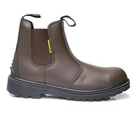 MAXSTEEL Mens Leather Safety Steel Chelsea Dealer Slip On Twin Gusset Lightweight Ankle Work Boots Shoes (BROWN, uk_footwear_size_system, adult, men, numeric, medium, numeric_5), 5 UK (MS20)