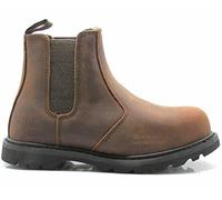MAXSTEEL Mens Slip On Chelsea Dealer Safety Boots Work Goodyear Welted Boots Shoes Steel Toe Cap Size (Brown, Adult, Men, Medium) Ms22C Crazy, 9 UK