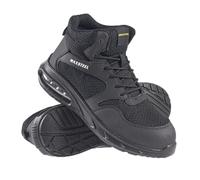 MAXSTEEL Mens Ultra Lightweight Composite Toe Cap Safety Ladies Cushioned Work Metal Free Boots Trainers Shoes (Black, UK Footwear Size System, Adult, Men, Numeric, Medium, 11)