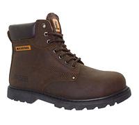 MAXSTEEL Mens Work Safety Shoes Leather Boots Steel Toe Cap Ankle Boots Shoes Trainers (UK 13) Brown