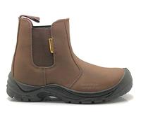 Maxsteel New Mens Leather Slip ON Safety Dealer Ankle Chelsea Boots Shoes Sizes (7 UK) Brown