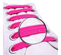 maxstrapz Pack of 20, No Tie Elastic Shoelaces Fabric Style Alternative to Silicone, Super Stretch Nylon Shoe Laces for Kids or Adults, Redesigned Product (Pink, Medium)