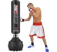 MAXSTRENGTH 6FT Free Standing Punch Bag with Suction Base | Boxing Kickboxing MMA Training Heavy Duty Standing Punching Bag (Black/White 6FT)