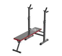 MAXSTRENGTH Adjustable Weight Bench Gym Bench Workout Bench multi-function foldable bench press with weights and bar multi-function foldable bench press (Black/Red)