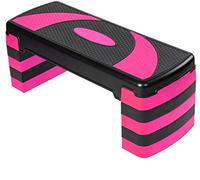 MAXSTRENGTH Aerobic Exercise Stepper 5 Adjustable Step Levels - Great For Home Gym Fitness Workout Equipment, Cardio, Yoga. (Pink)