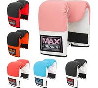 MAXSTRENGTH Bag Gloves for Heavy Punching Training, Maya Hide Leather Punch Mitts, Ideal for Focus Pads, Strike Shields, MMA, Thai pad, Double End Speed Ball (L/XL, Pink/White)
