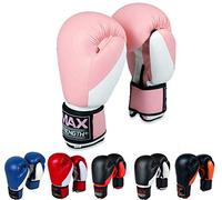 MAXSTRENGTH Boxing Gloves 12oz - Training & Sparring Gloves for Muay Thai, Kickboxing & MMA | Rex Leather Punch Bag & Pad Workout Gloves