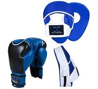 MAXSTRENGTH Boxing Gloves Focus Pad Sets Muay Thai Kickboxing Punching Training Martial Arts Sets MMA UFC Fight (Blue/Black (Target), 10oz)
