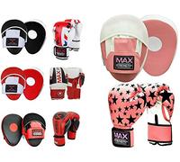 MAXSTRENGTH Boxing Gloves Focus Pads Kickboxing Punching Training Sparring Hand Pads MMA (Pink Star (Printing) Gloves with Pink/White Pad, 12oz)