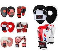 MAXSTRENGTH Boxing Gloves Focus Pads Kickboxing Punching Training Sparring Hand Pads MMA (UK Flag (Printing) Gloves with Black/White Pad, 6oz)