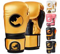 MAXSTRENGTH Boxing Gloves for Sparring & Training | Kickboxing, MMA, Muay Thai, Fighting & Punch Bag Mitts - Boxing Equipment & Gym Gear (Golden/Black, 8oz)