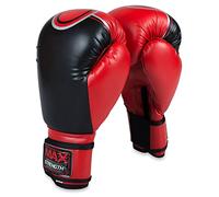 MAXSTRENGTH Boxing Gloves MMA, Muay Thai, Kickboxing, Sparring, Red/Black, 14oz