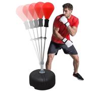 MAXSTRENGTH Boxing Reflex Punch Ball - Adjustable Freestanding Speed Ball Stand for Adults, Reaction Training Equipment for Boxing, MMA, Fitness Home Gym (Red)