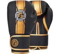 MAXSTRENGTH Elite Boxing Gloves for Men, Women & Kids - Pro Training Gloves for Fitness, Bag Workouts, Sparring & Martial Arts (Black/Gold, 14 oz)