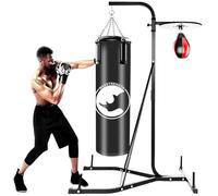 MaxStrength Free Standing 2 way Frame Boxing Punch Bag Stand Speedball Platform With 4ft Hanging Punch Bag (Frame with Hanging Punch Bag & Speedball)