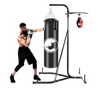 MAXSTRENGTH Free Standing Boxing Punch Bag Stand with Speedball Platform, Adjustable Frame for 3ft/4ft Punch Bags & Speed Ball Training (Frame with 3FT Hanging Punch Bag & Speedball)