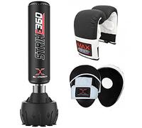 MAXSTRENGTH Free Standing Heavy Duty Punch Bag Set | 6FT, Black 3pcs Set, Adult, Boxing, Kickboxing