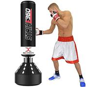 MaxStrength Free Standing Heavy Duty Punch Bag Sets | Bag Gloves, Focus Pad Sets, Head guard, Wrist Wrap| MMA Muay Thai Punching Training Personal Training Set 6FT (Black/White Punch Bag Only, 6FT)