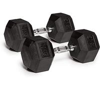 MAXSTRENGTH Hex Dumbbells Rubber Weight Set Home Gym Tricep Hexagonal Ergo Fitness Training (15kg x 1 (Single))