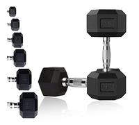 MAXSTRENGTH Hex Dumbbells Set 7.5kg 10kg 15kg Single or Pair Poly Rubber Encased Dumbbells Weights Set Cast Iron Chrome Home or Gym Strength Training Equipment (15kg x 2 (Pair))
