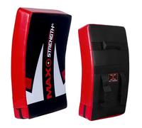 MAXSTRENGTH Kick Shield Curved Strike Pad High Density Foam Lightweight Training Pad 62cm Length 12cm Thick MMA Muay Thai Rugby Boxing Martial Arts Kick Shield Single or Pair (Black/Red (Pair))