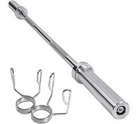MAXSTRENGTH Olympic 2" Barbell Bar With Spring Lock Collars ideal for Weight Lifting Bodybuilding Chrome Mens Workout Fitness Training Heavy Duty Exercise Equipment - 1.2m (Approx. 4ft)