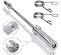 MAXSTRENGTH Olympic 2" Barbell Bar With Spring Lock Collars ideal for Weight Lifting Bodybuilding Chrome Mens Workout Fitness Training Heavy Duty Exercise Equipments (4ft)