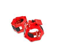 MAXSTRENGTH Olympic Bar Collars - The Ultimate Clamps for Holding Your Weights - Simply Clip and Release, Non-Slip Perfect for Pro Crossfit Strong Lifts and Olympic Training (Red)