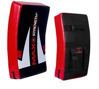 MAXSTRENGTH Strike Shield for Kickboxing Training | Curved Muay Thai Kicking Pad, Strike Body Shield | Great for MMA, Martial Arts, Karate Workout 8.3cm Thick (Black/Red (Pair))