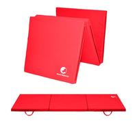 MAXSTRENGTH Tri Folding Exercise Mat - Extra Thick Non-Slip Foam Mat for Gymnastics, Yoga, Home Gym, Pet Wellbeing & Children’s Nurseries - Portable with Carry Handle (Red)