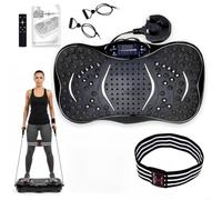 MAXSTRENGTH Vibration Plate Exercise Machine with Hip Bands Set-Home Fitness & Weight Loss Equipment | Full-Body Workout, Fat Burning & Muscle Toning | Remote & Resistance Bands included(Black)