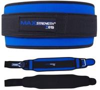 MAXSTRENGTH Weightlifting Belt Neoprene Padded Back Lumbar Support Belt Home Gym Training Bodybuilding Powerlifting Exercise Workout Belt (S/M, Blue)