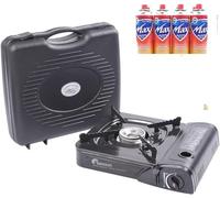 Maxsun Camping Gas Stove, Cooker, Portable Outdoor Single Burner, Available with Camping Gas, Butane Canisters, Lightweight, Safe Perfect for Picnics BBQ with Bonus Bag (stove + 4 Butane gas)